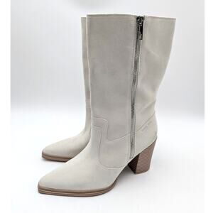 Franco Sarto Jaxon Pointed Toe Mid Calf Boots Women's White Size US8M EU38.5